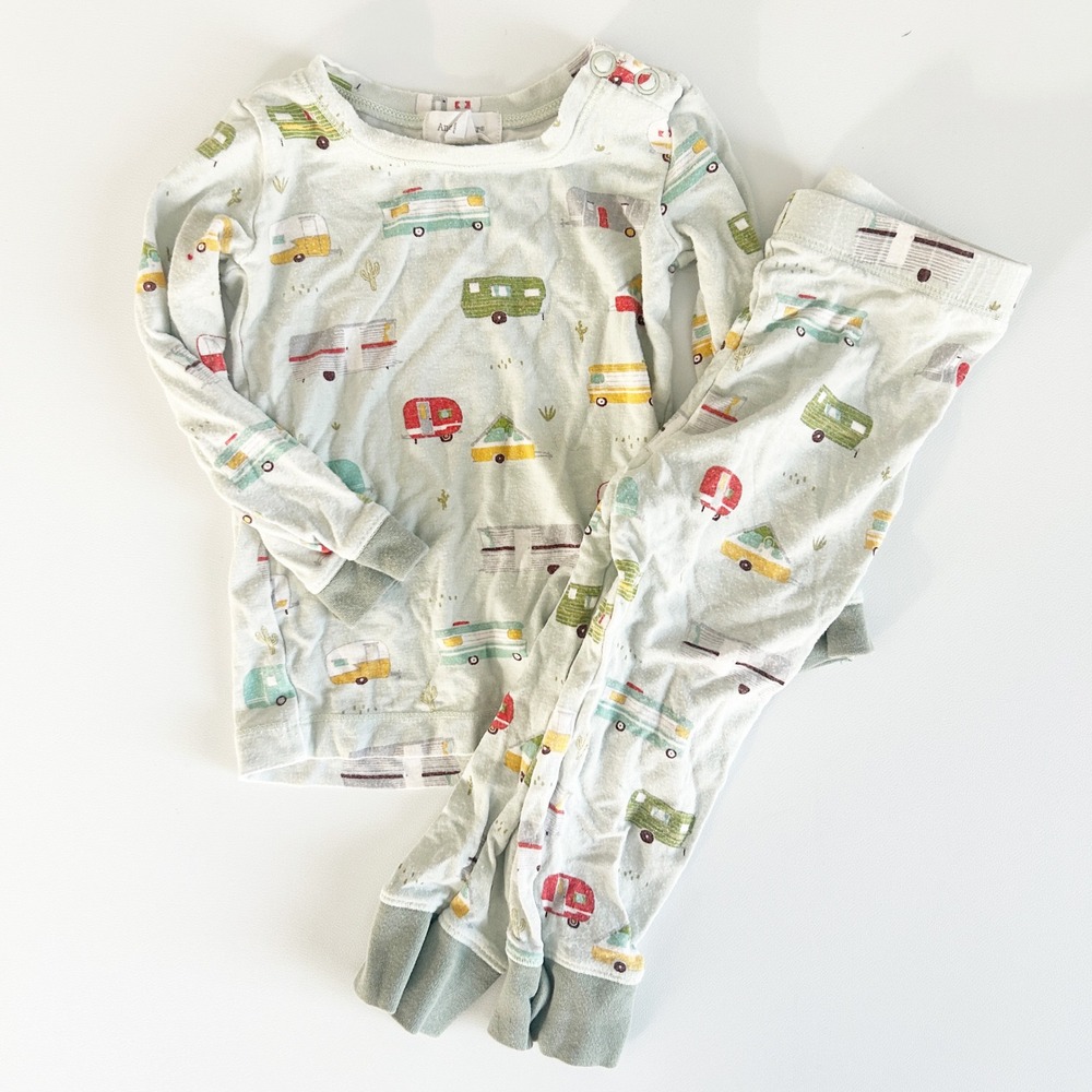 Angel Dear Kids‎ Happy Vintage Camper Bamboo Lounge Set Pajamas Size 12-18M
